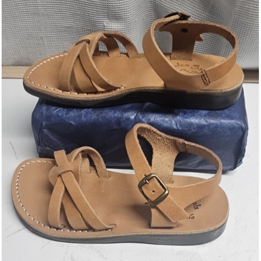 Miriam Jerusalem handmade Leather Slingback Buckle Womens Sandals 36/5.5-6
